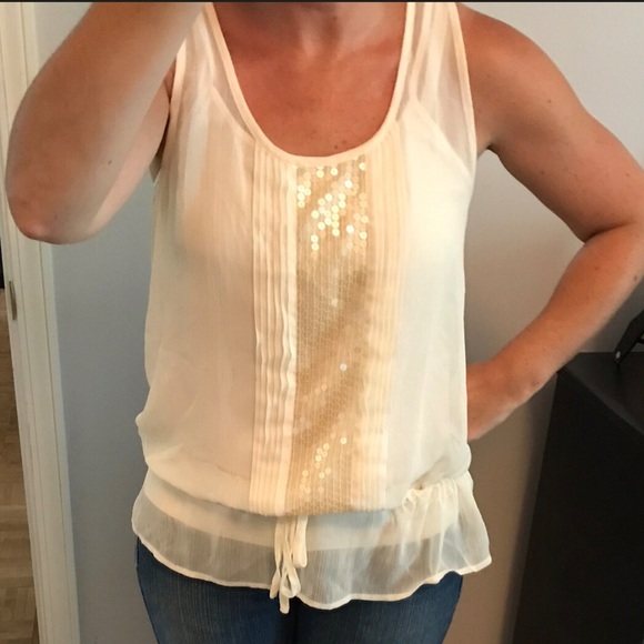 Apt.9 Cream Top w/Sequins on Front - Picture 2 of 8
